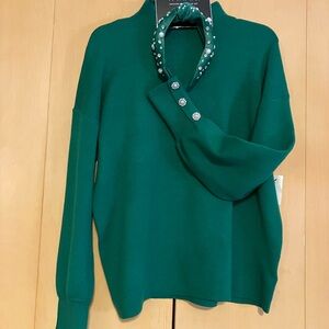 Tahari Teal Sweater with Embellished headband